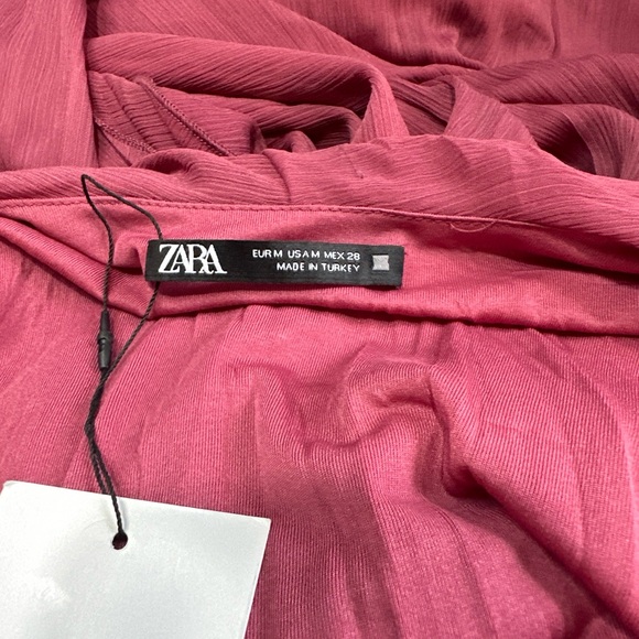 Women’s Zara NWT Ruffled Georgette Midi Lined Dress Slit In From Hem To Knee - Picture 10 of 12